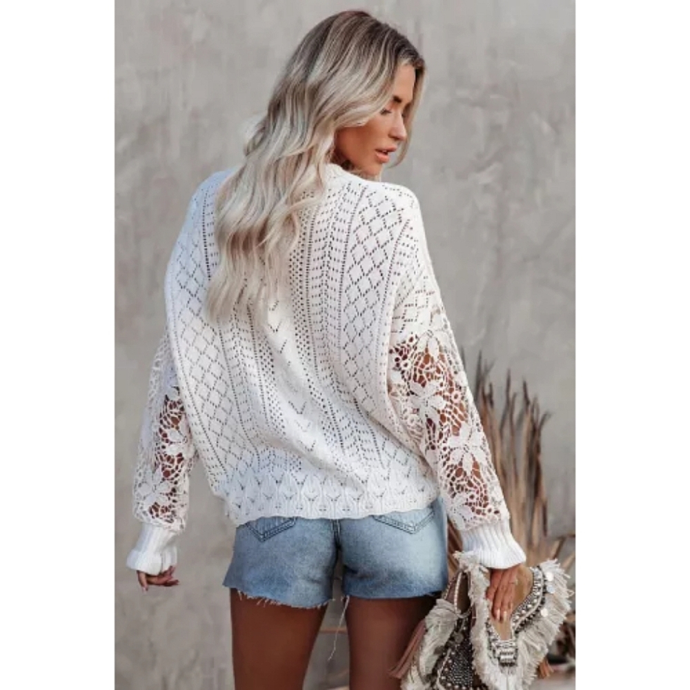 LAST ONE! Plus Size ANGEL Lace Crochet Knit Sweater - Picture 2 of 8